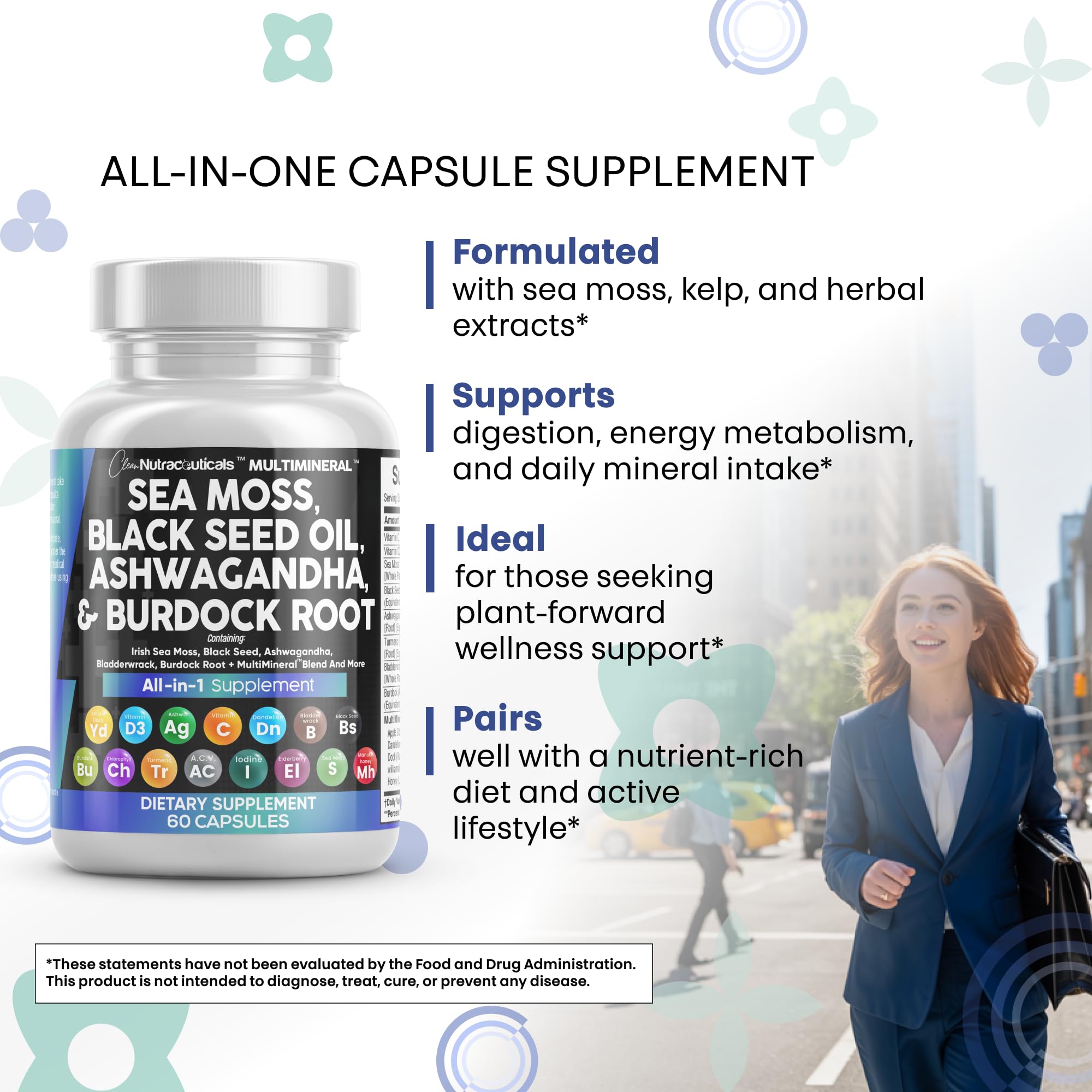 Clean Nutraceuticals Elderberry Vitamin C D3 capsules for daily wellness