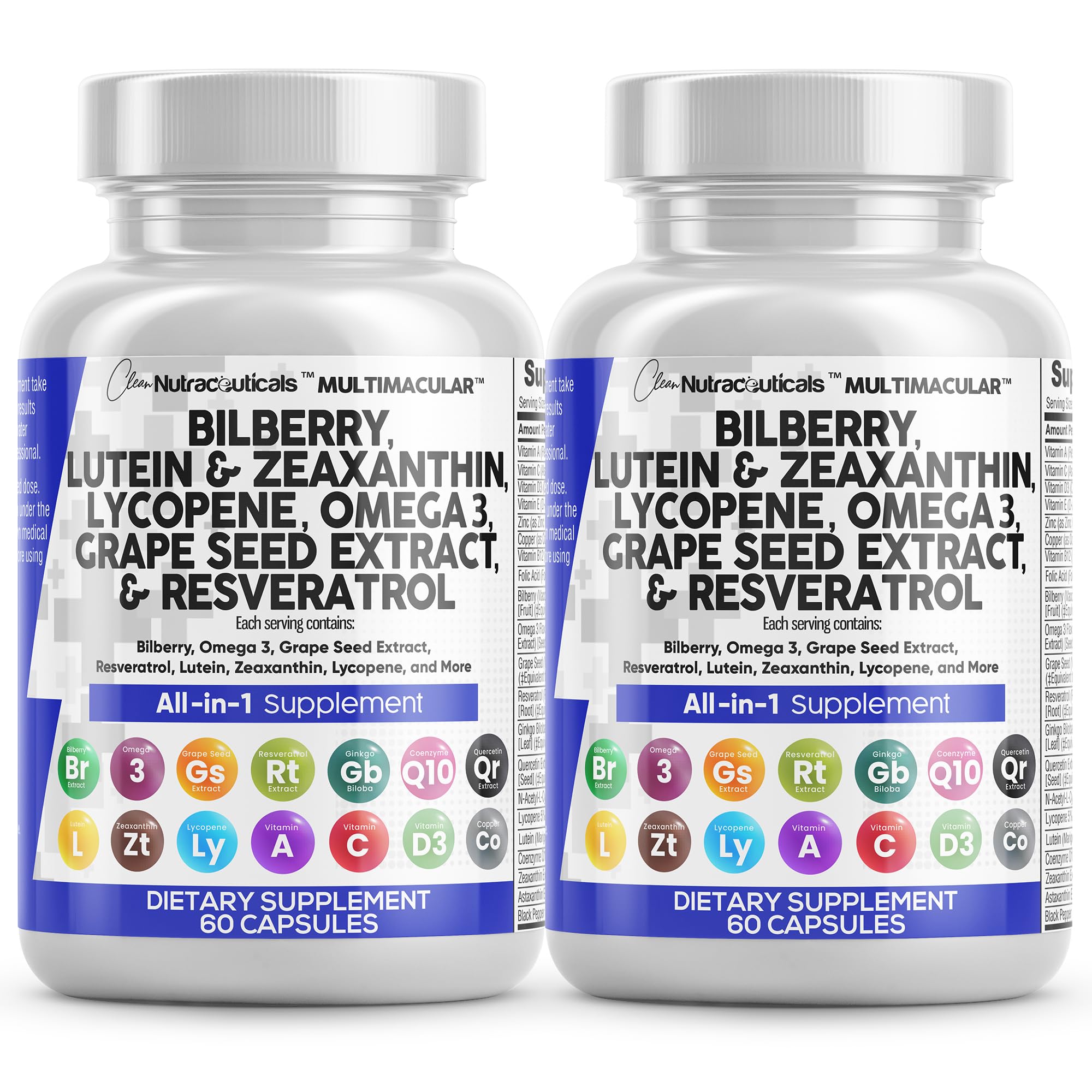 Clean Nutraceuticals eye vitamins bottle label highlighting lutein and zeaxanthin for daily eye support
