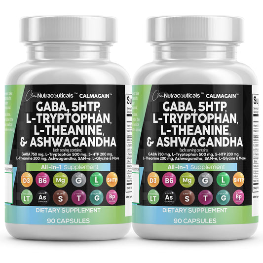Clean Nutraceuticals GABA 750mg bottle for mood support and calm focus.