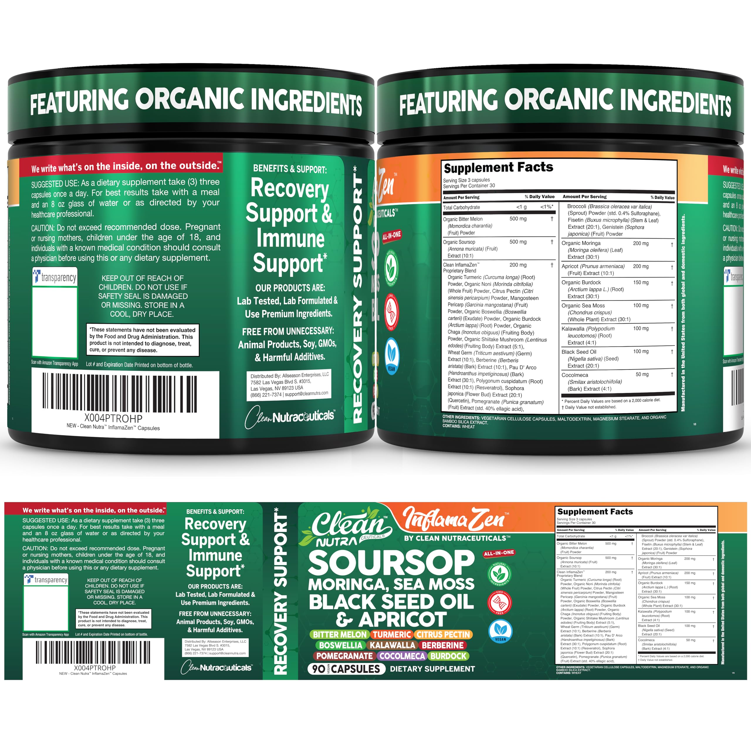 Clean Nutraceuticals greens capsules with broccoli sprouts and kale phytonutrients