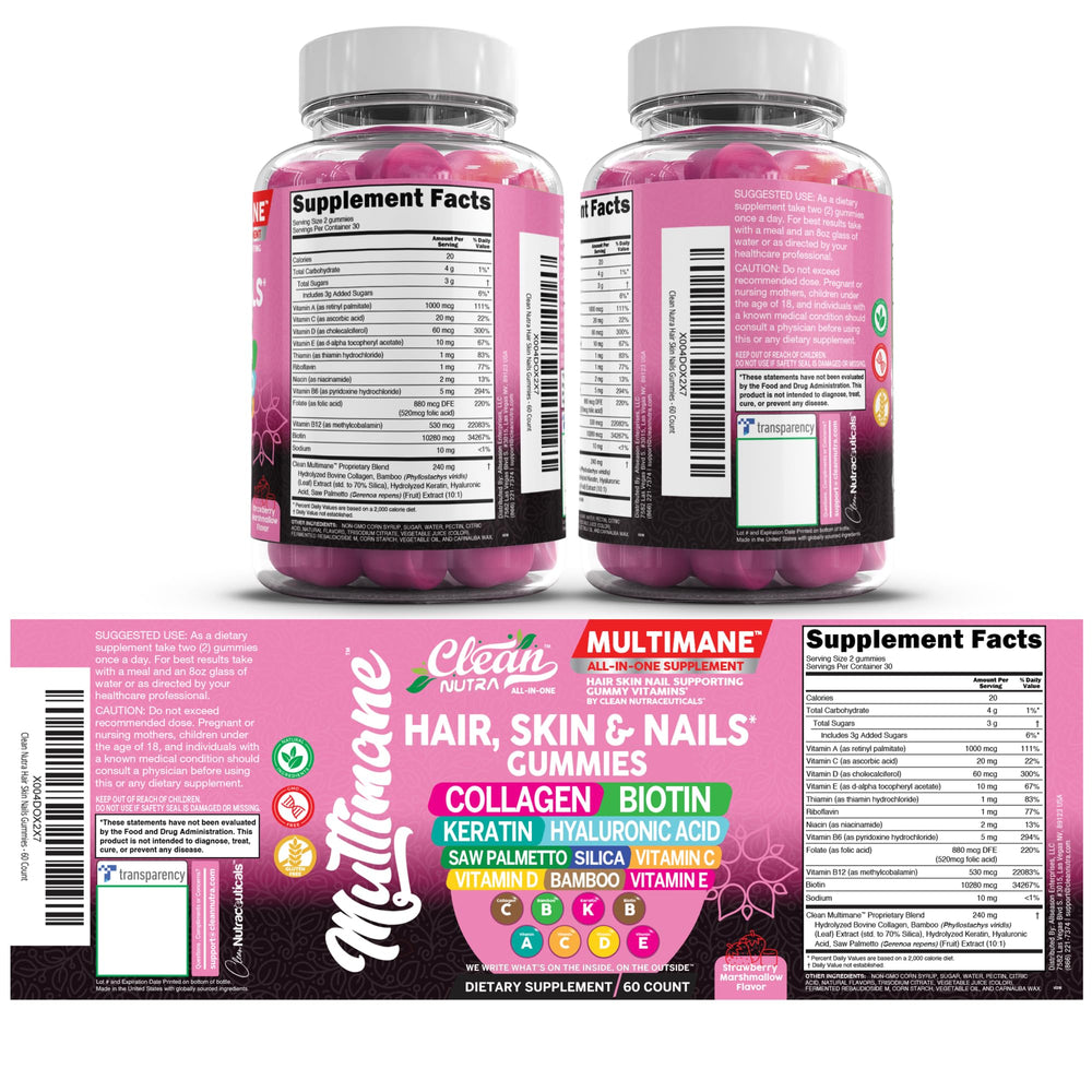 Clean Nutraceuticals female multivitamin gummies on display for daily beauty routine.