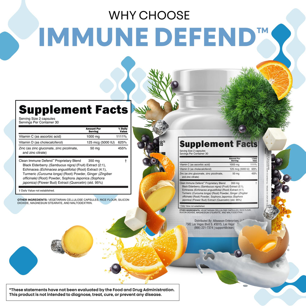Graphic of Clean Nutraceuticals Immune Defense ingredients and blends