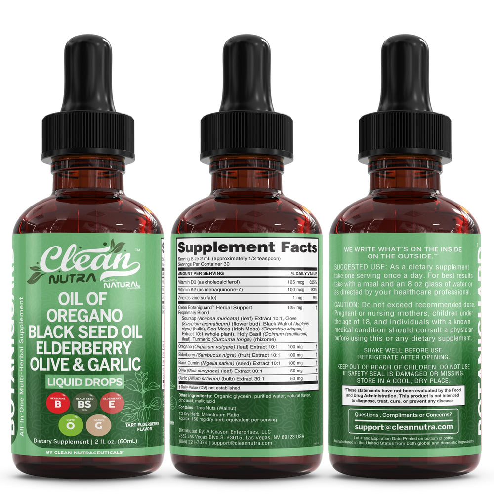 Clean Nutraceuticals Ingredient-chart label communicates vegan, non-GMO certification.