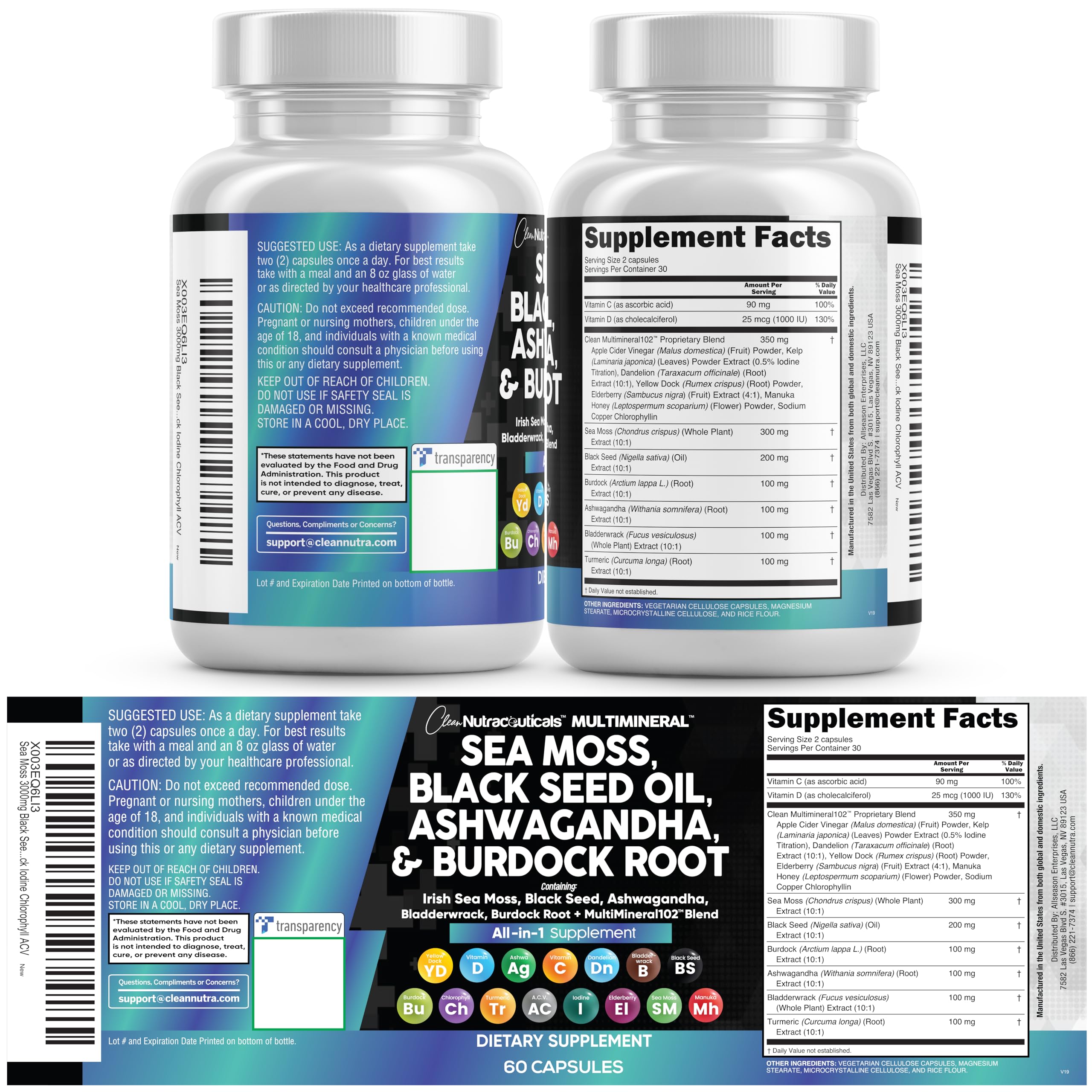 Clean Nutraceuticals Iodine Dandelion capsules contribute to mineral variety