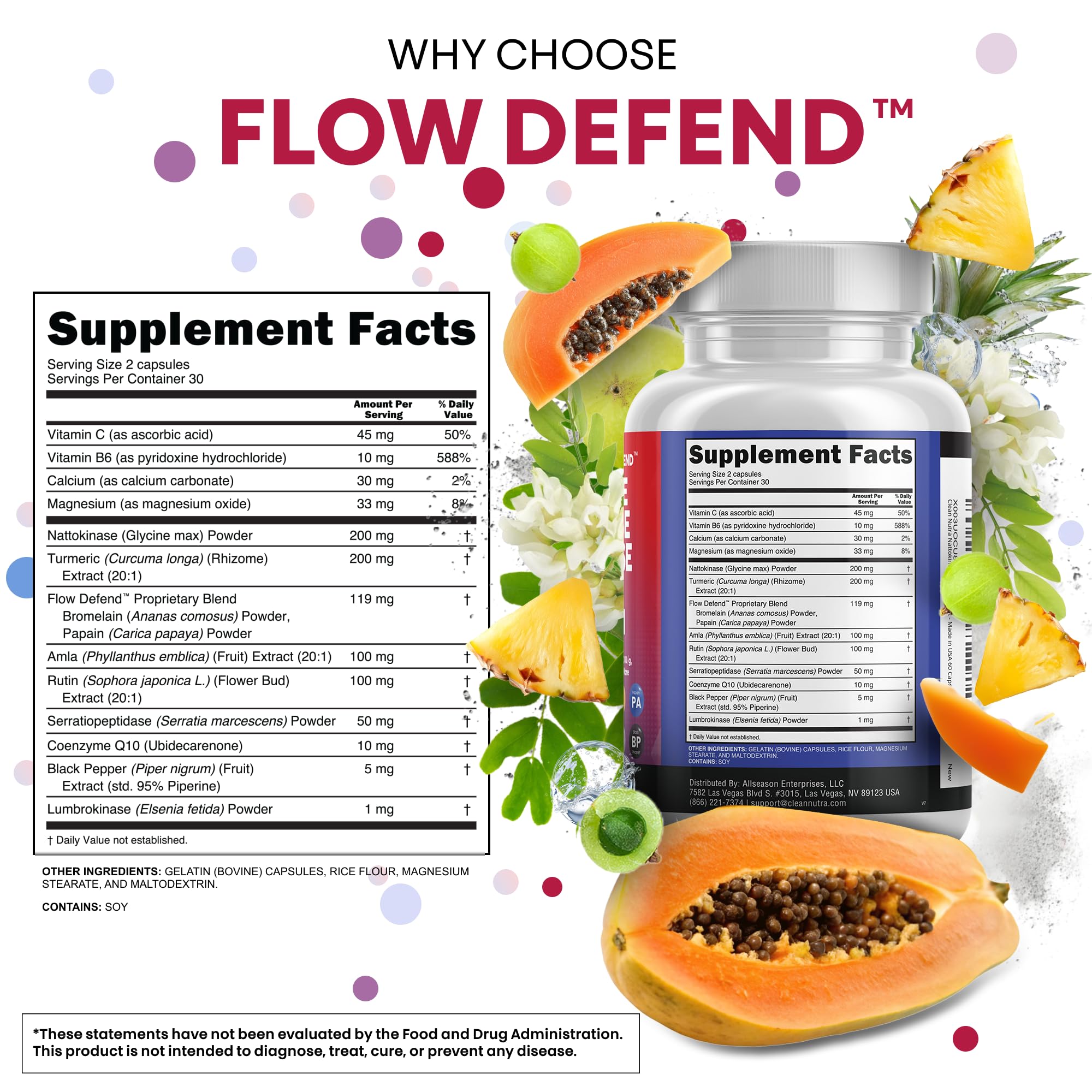 Clean Nutraceuticals label detail emphasizing USA-made quality.