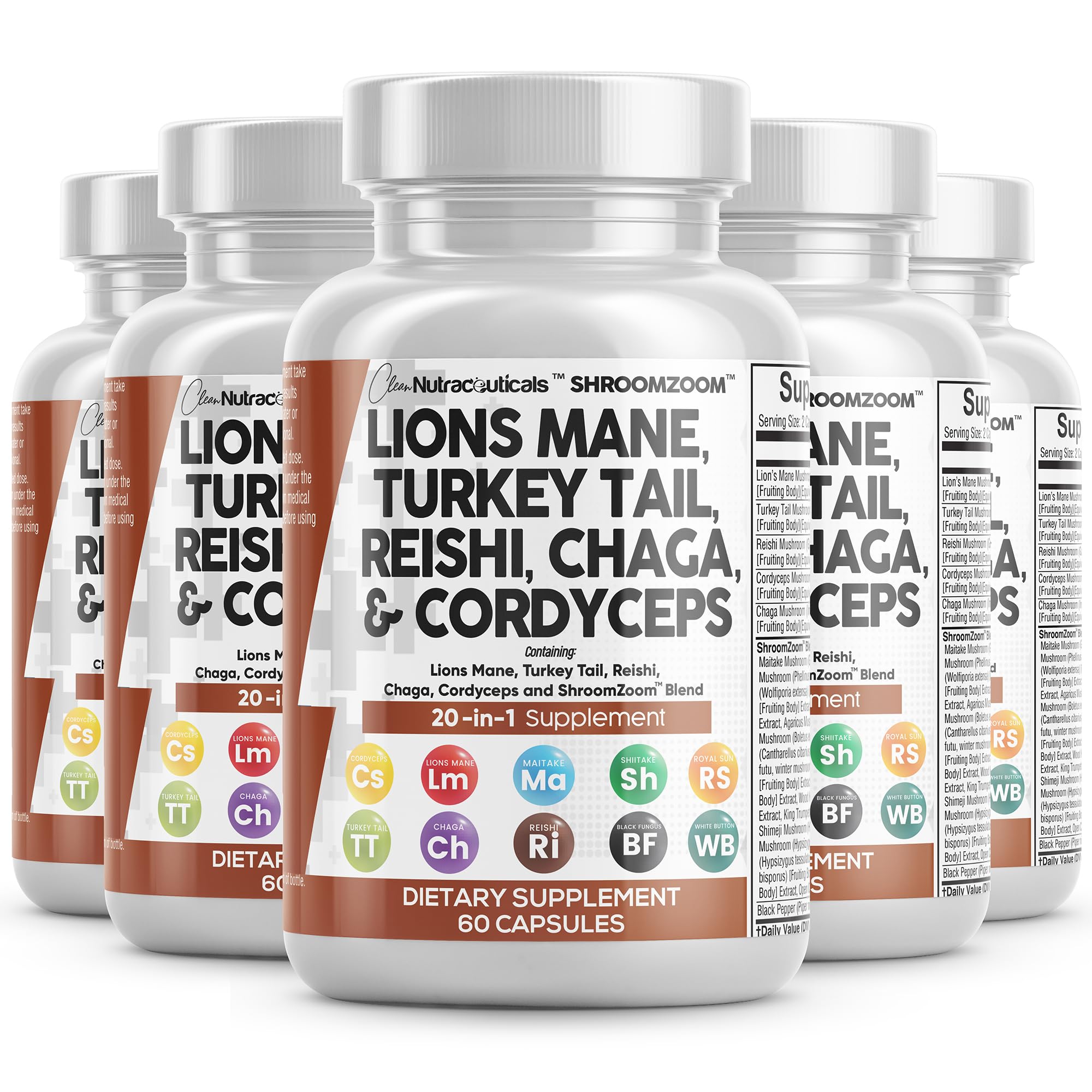 Clean Nutraceuticals Lions Mane 20in1 bottle front for daily wellness