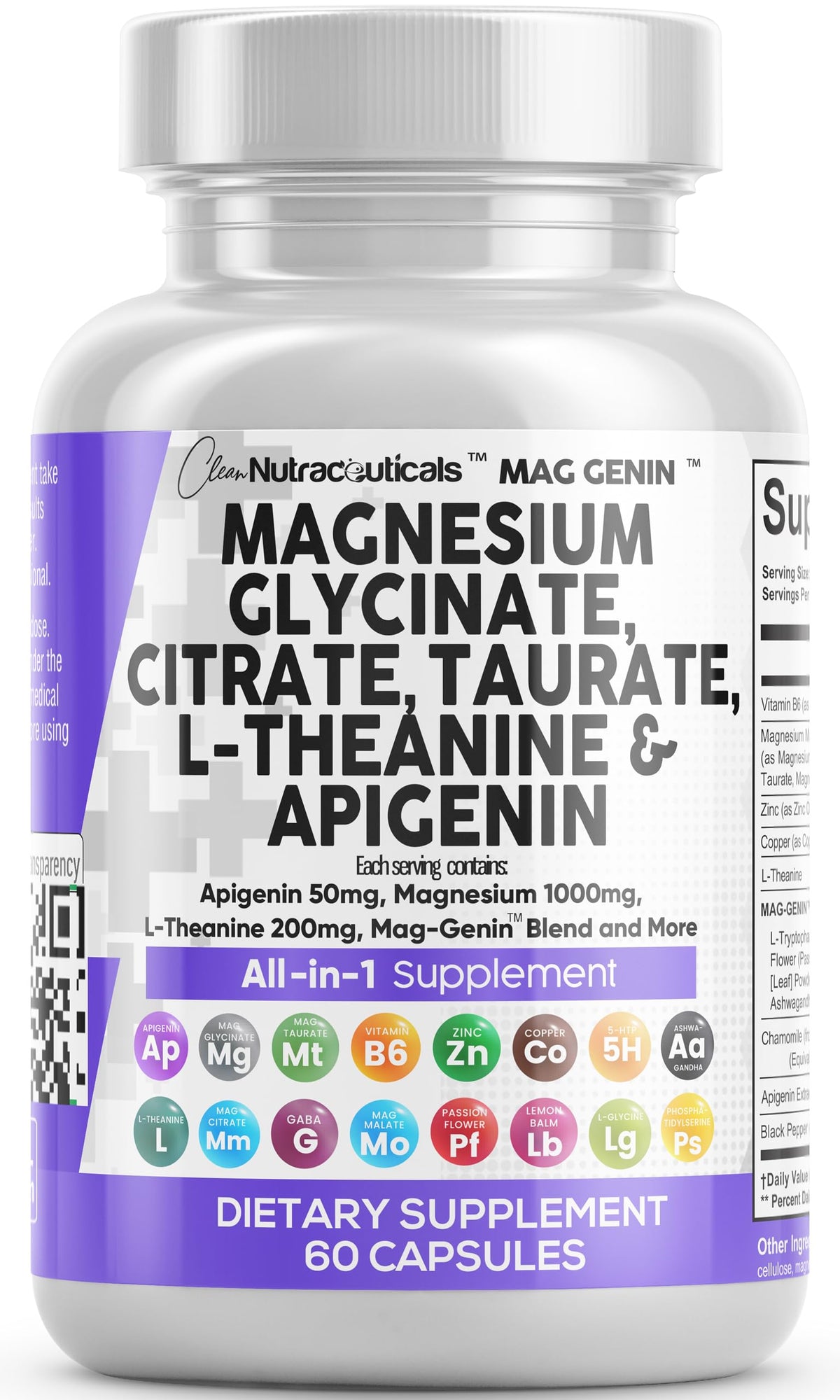 Clean Nutraceuticals Mag Genin bottle showing a complete magnesium complex for daily balance