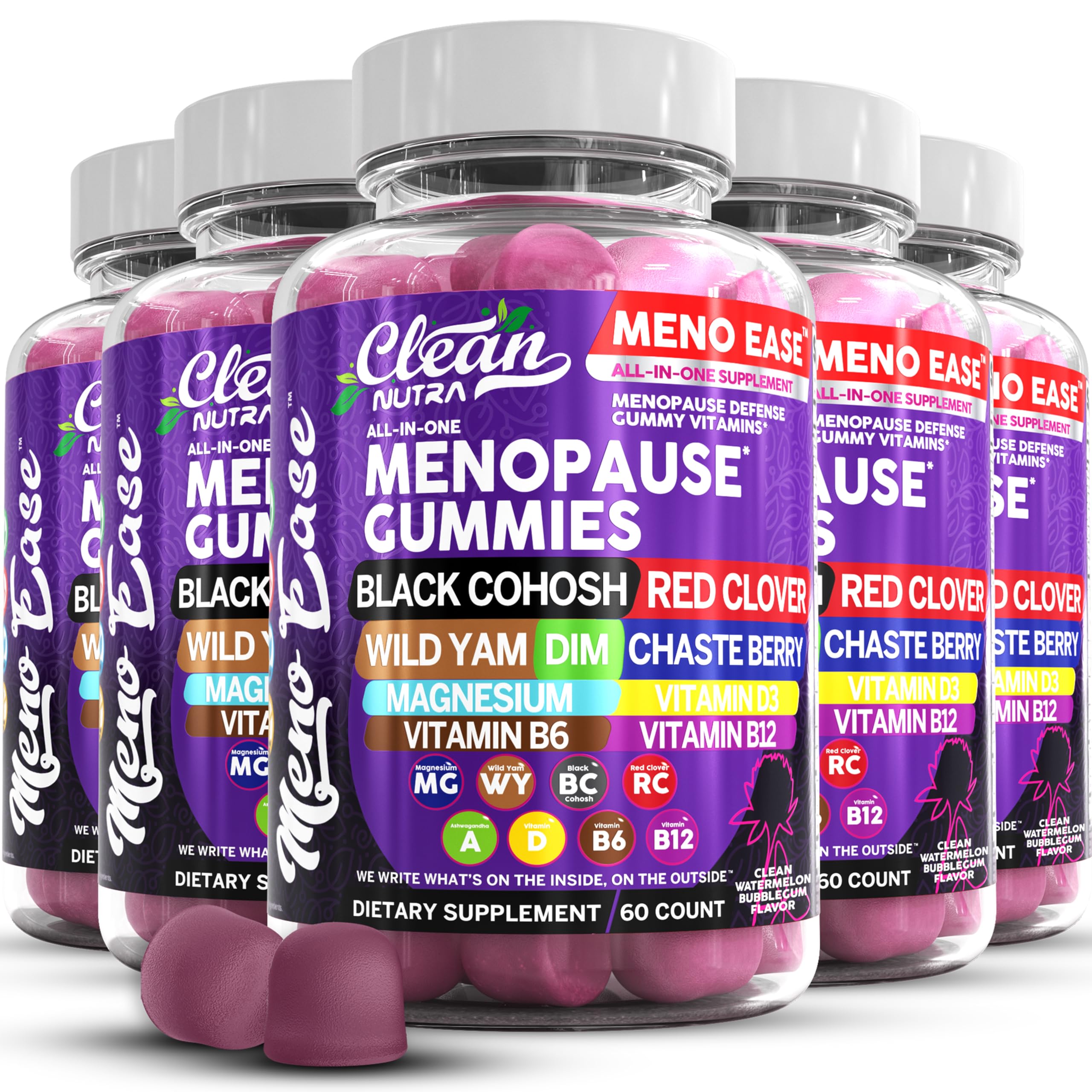 Clean Nutraceuticals Menopause Gummies bottle labeled for daily wellness support