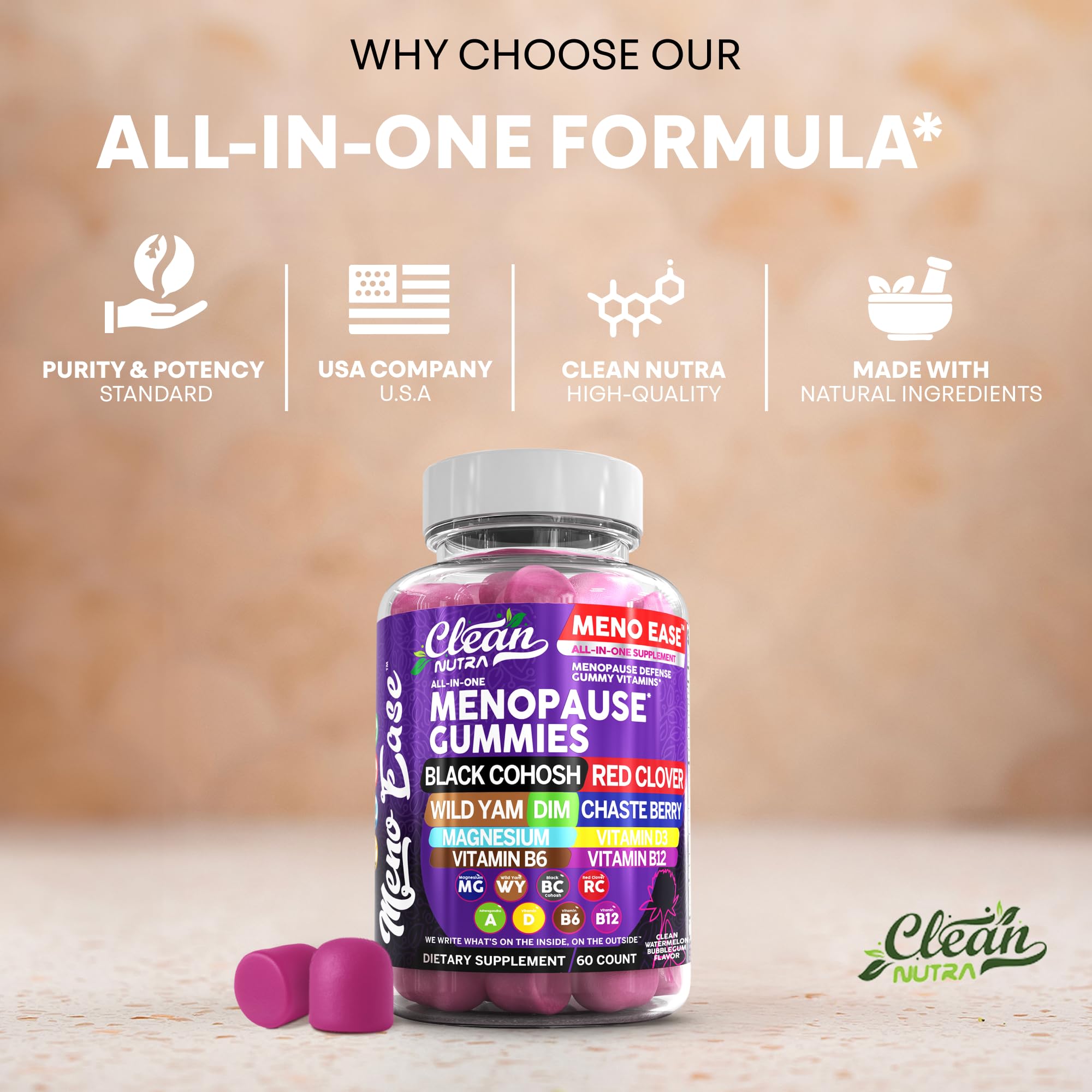 Gummies in hand from Clean Nutraceuticals showing a simple two-pill routine