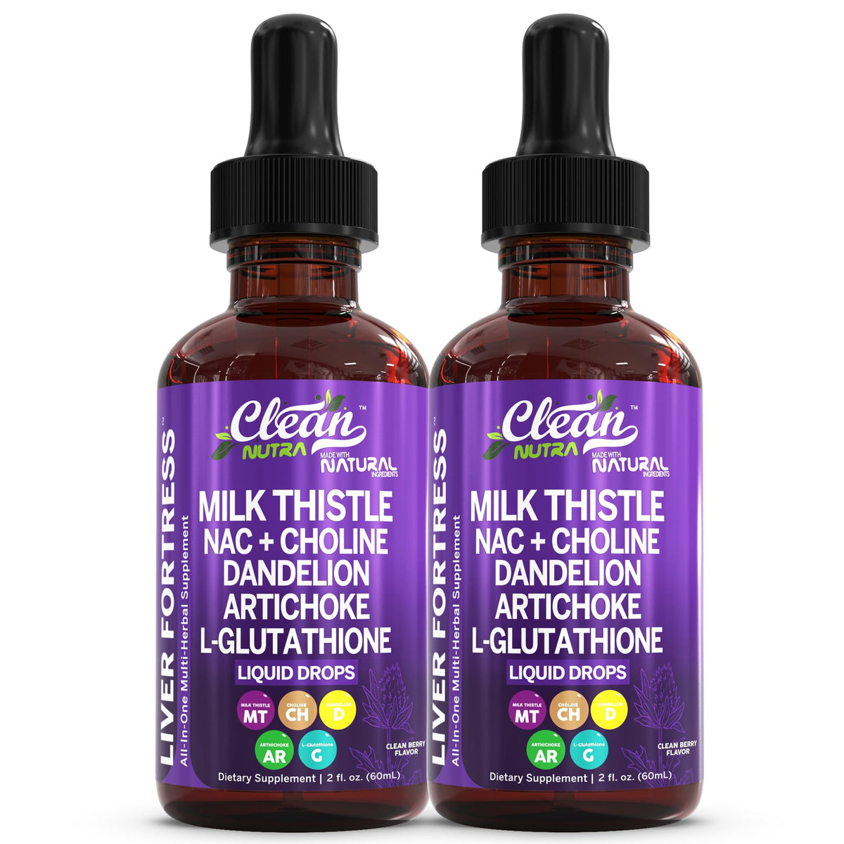 Clean Nutraceuticals Milk Thistle NAC liver cleanse bottle with easy liquid drops.