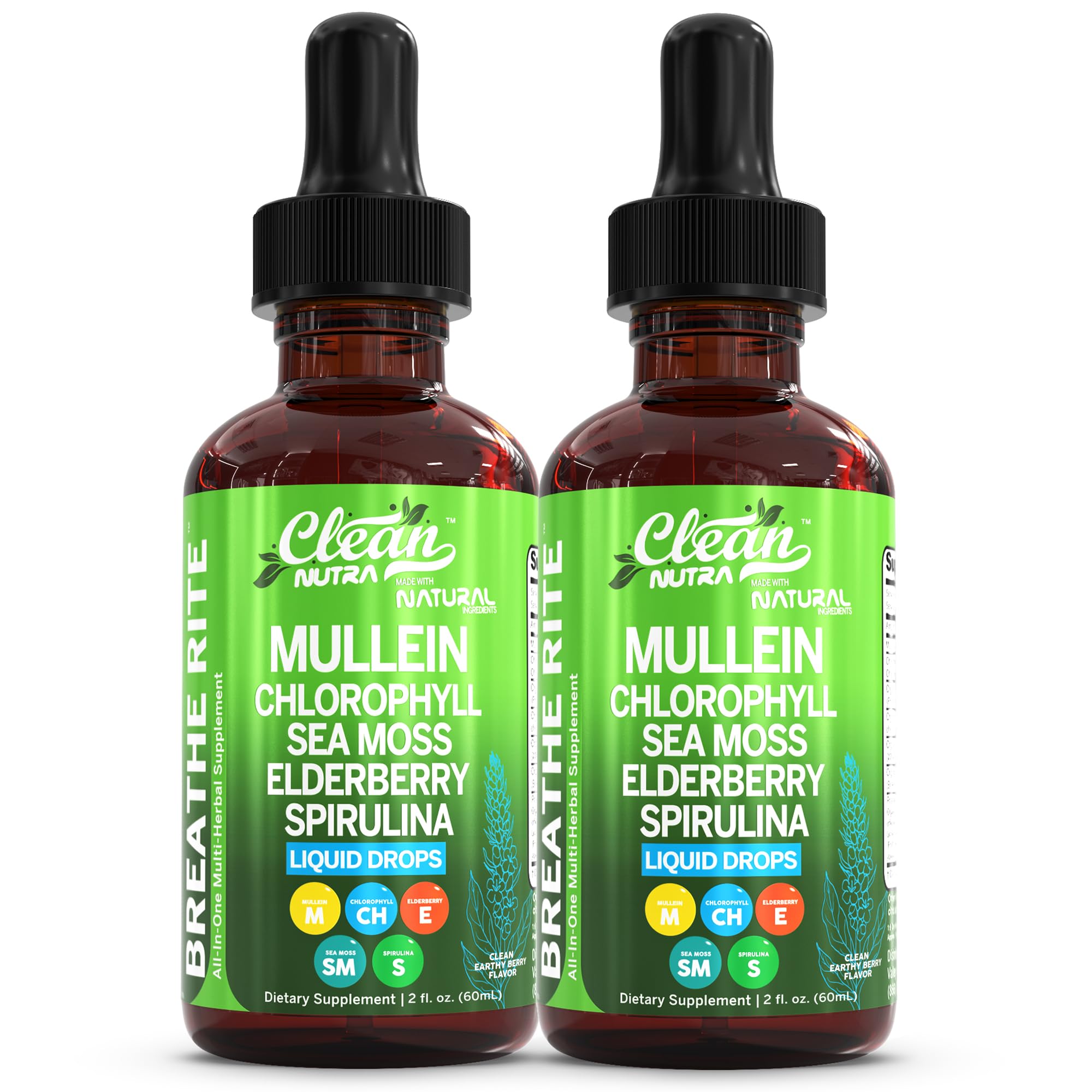 Clean Nutraceuticals Mullein Liquid Drops bottle for daily lung support.