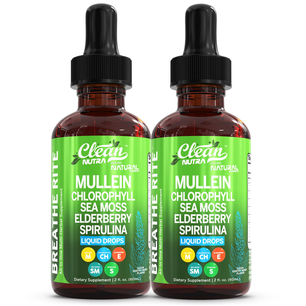 Clean Nutraceuticals Mullein Liquid Drops bottle for daily lung support.