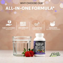 Clean Nutraceuticals MultiMag capsules with water for daily intake.