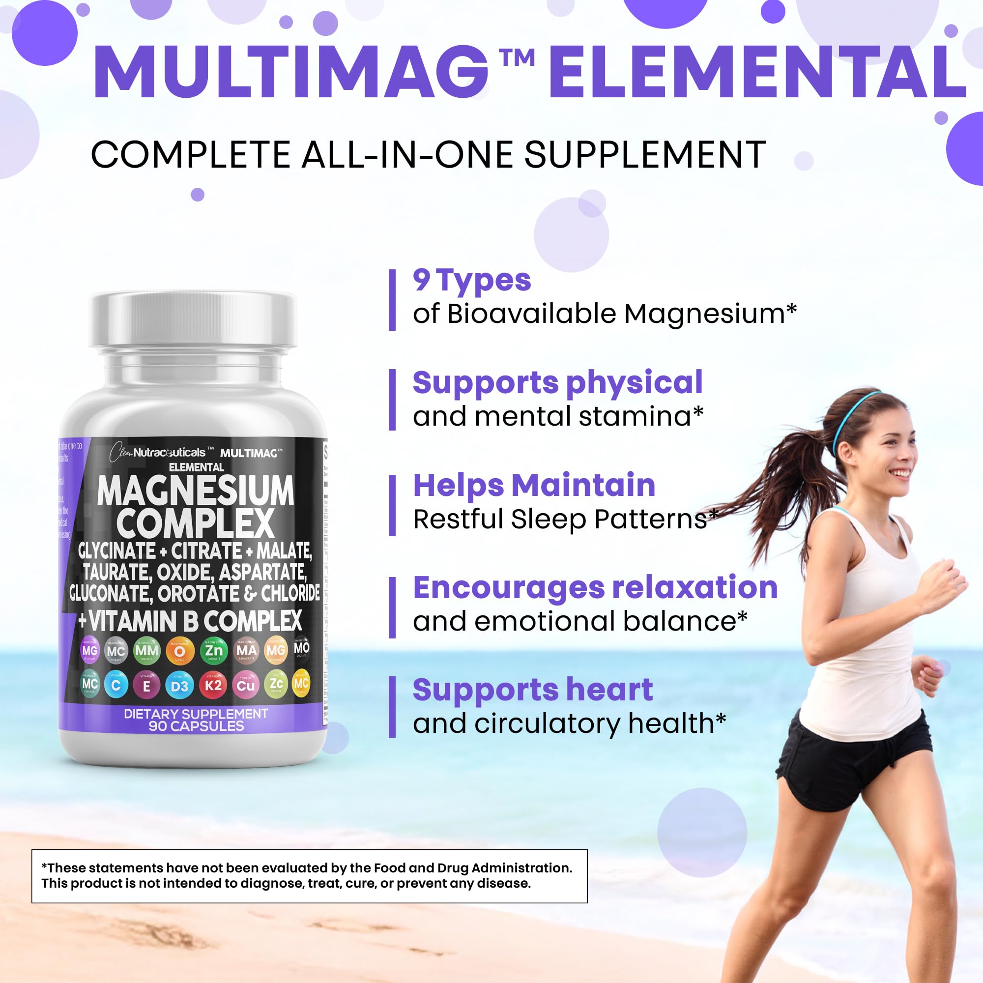 Clean Nutraceuticals MultiMag ingredients chart emphasizes magnesium and minerals.