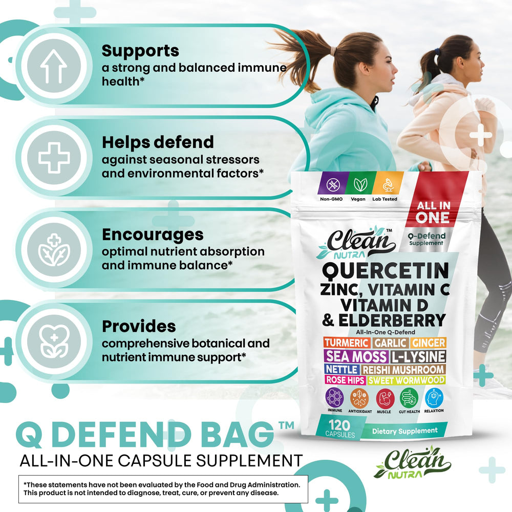 Clean Nutraceuticals Q Defend capsule twist captures quick intake in a busy morning.