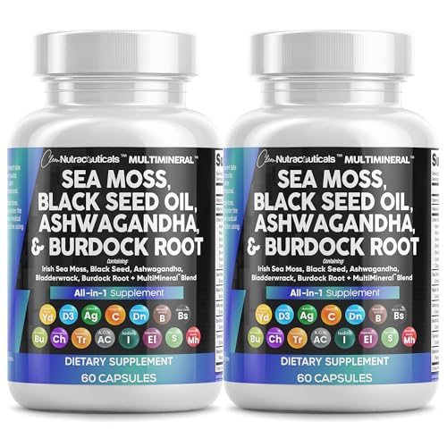 Clean Nutraceuticals sea moss and black seed oil capsules bottle for daily wellness.