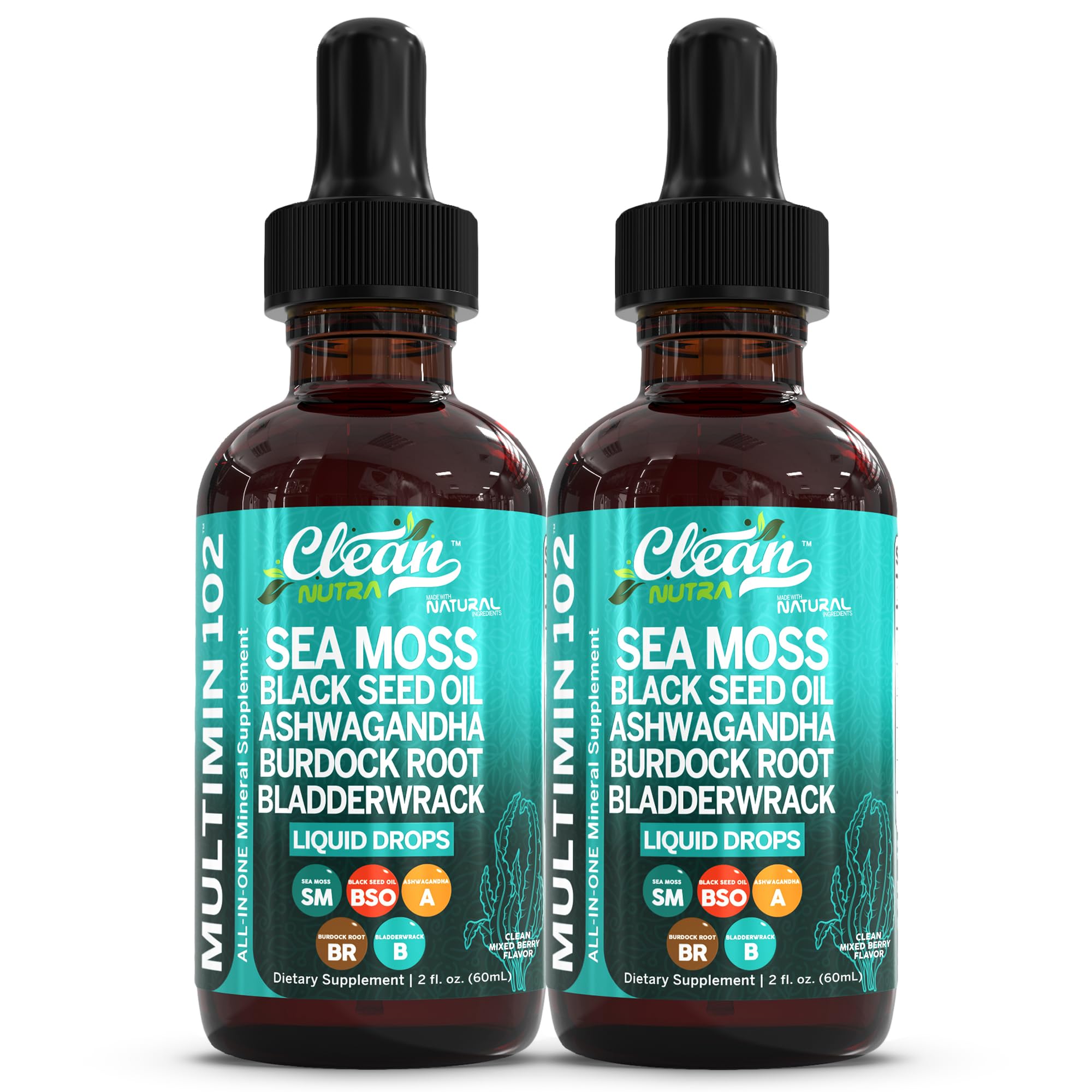 Clean Nutraceuticals Sea Moss Drops bottle pouring for easy daily immune support
