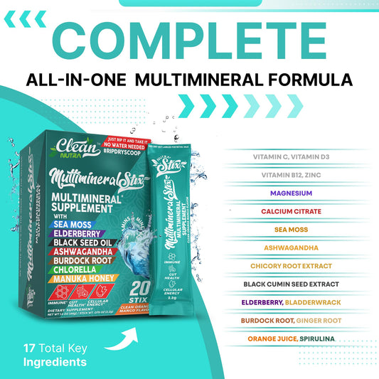 Close-up of Clean Nutraceuticals sea moss powder label showing ingredients.