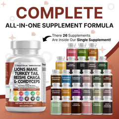 Clean Nutraceuticals ShroomZoom blend capsules closeup showing diverse ingredients for vitality