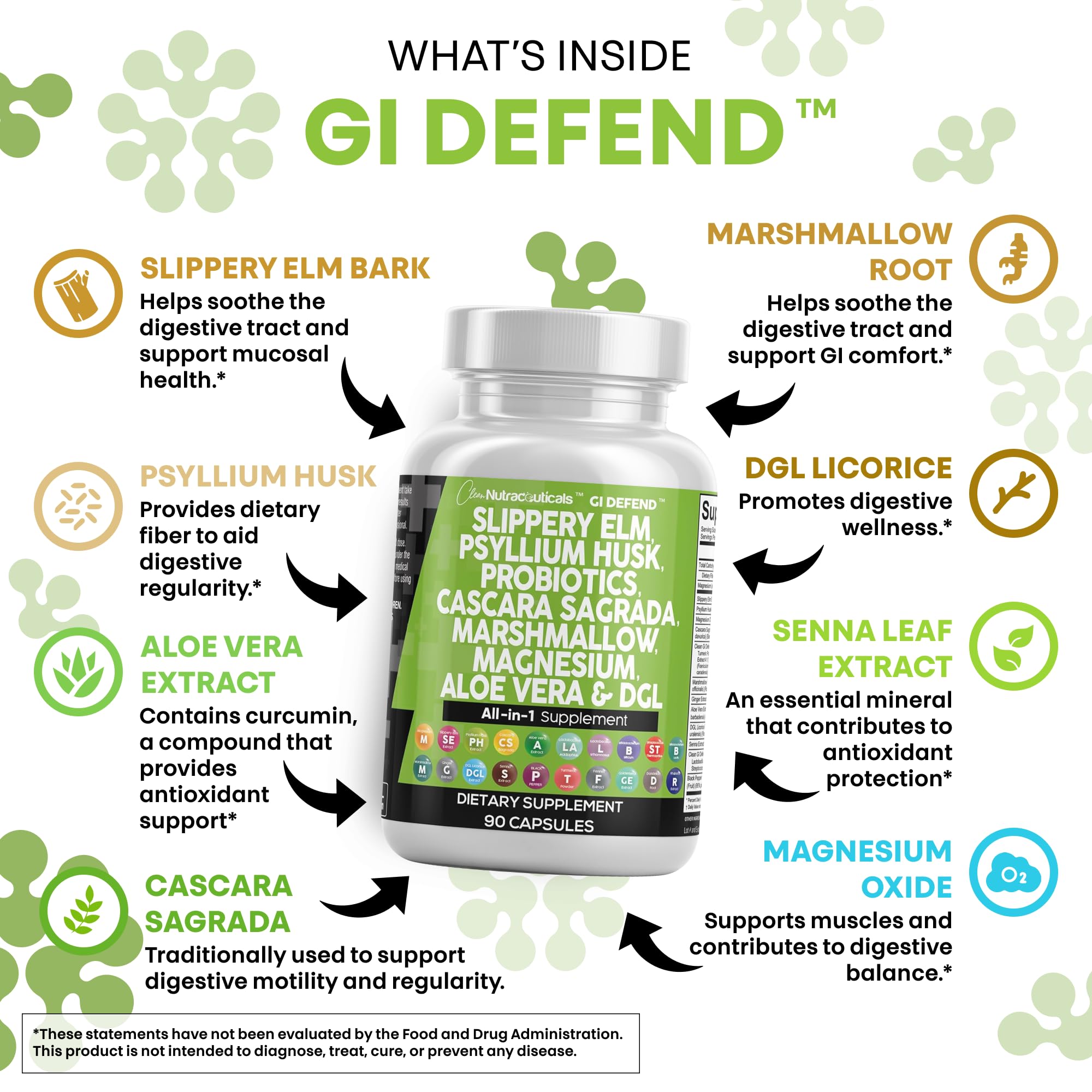 Clean Nutraceuticals Slippery Elm Bark Extract tub highlights soothing plant-based ingredients