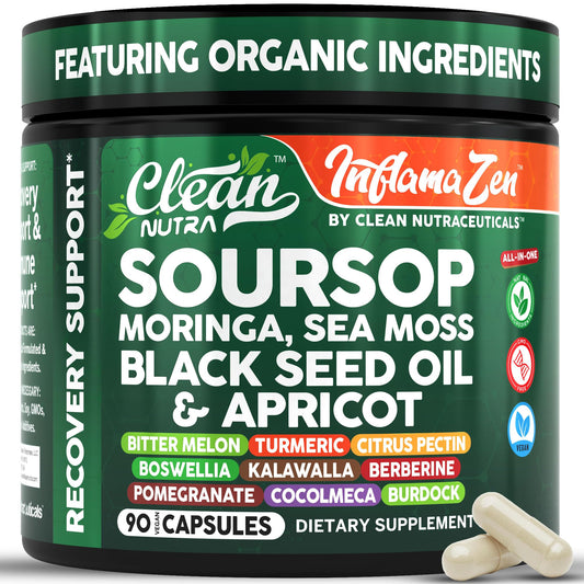 Clean Nutraceuticals Soursop bottle with capsules highlighting antioxidant support
