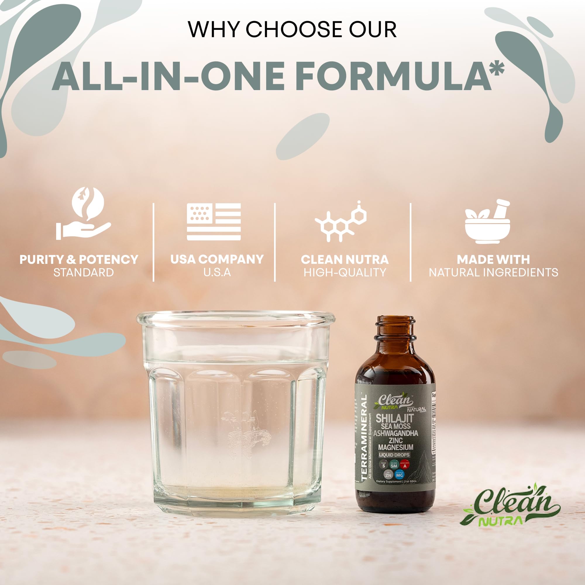 Clean Nutraceuticals Terra Mineral gluten-free label highlighting suitability.