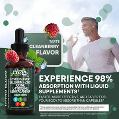 Sublingual administration scene with Clean Nutraceuticals Thyroid Support Drops