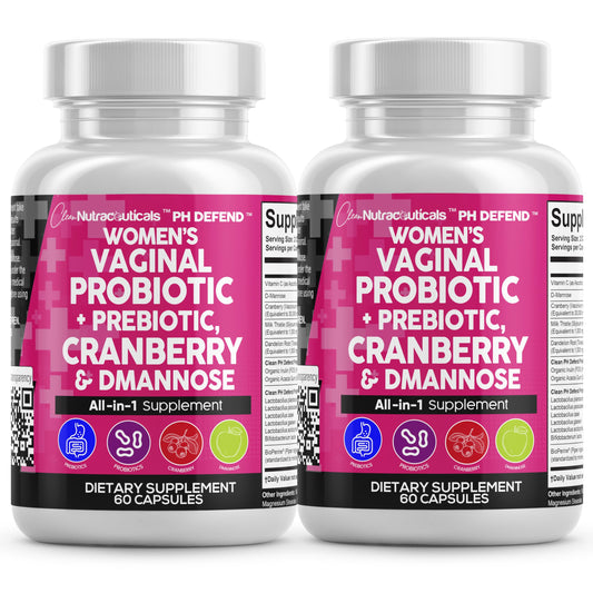 Clean Nutraceuticals Vaginal Probiotics bottle pour showing easy daily dosage for balance