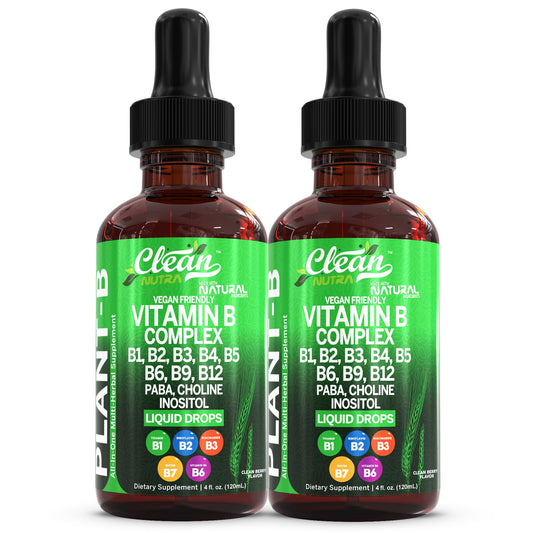 Clean Nutraceuticals Vitamin B Complex Drops bottle for convenient daily vitality support.