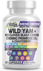 Clean Nutraceuticals Wild Yam Root capsules on bottle, potential hormonal balance support