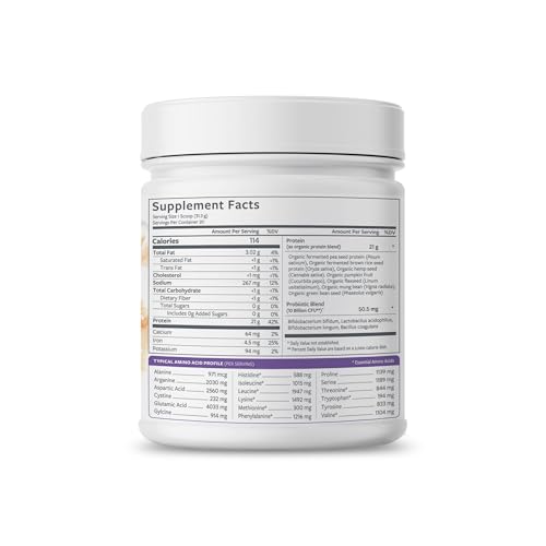 Clean Program fermented plant proteins blend shown with scoop emphasizing digestibility.