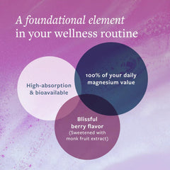 Magnesium Complex being stirred into water, smooth berry drink with no chalky texture
