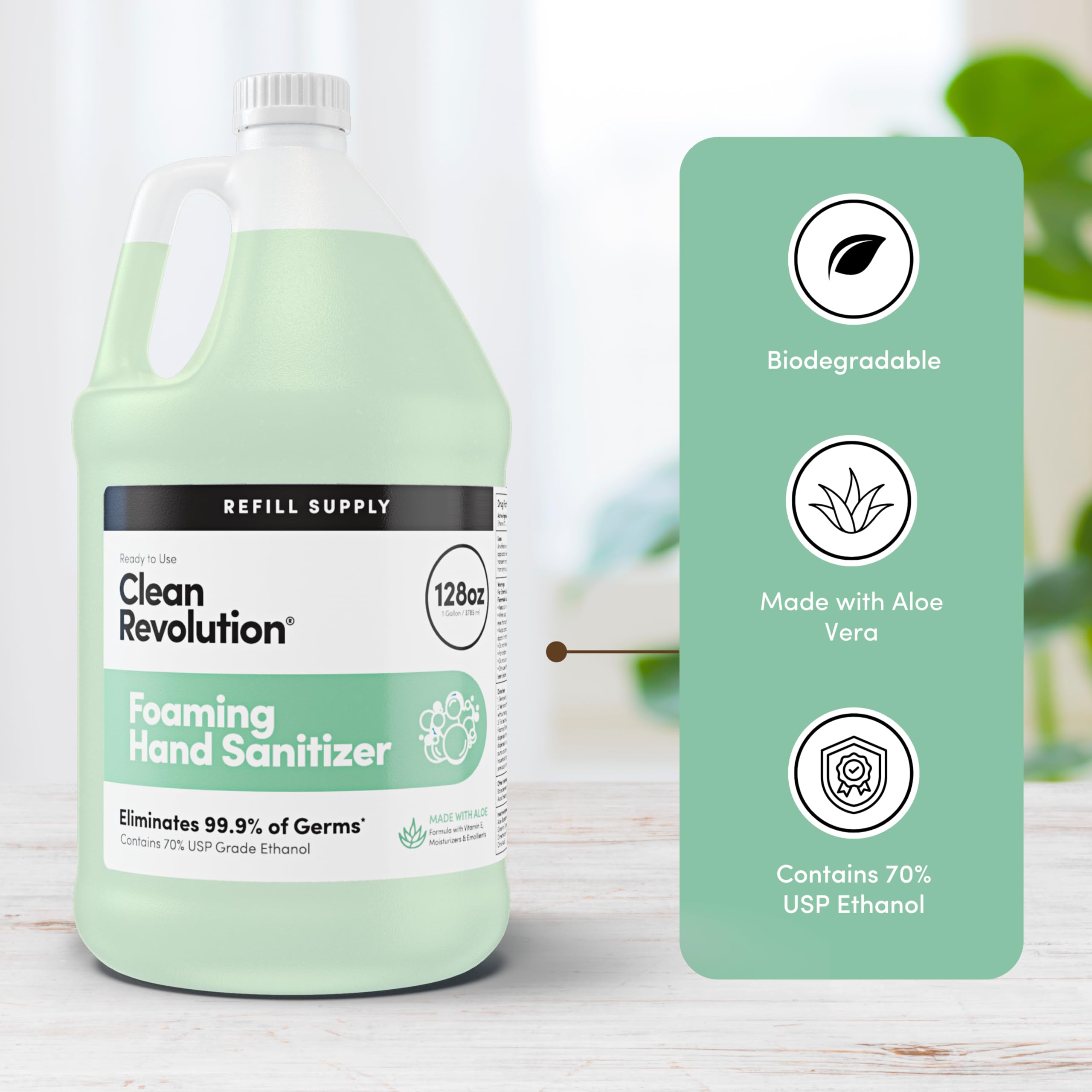 Clean Revolution aloe vitamin E enrichment highlights skin-friendly hydration.