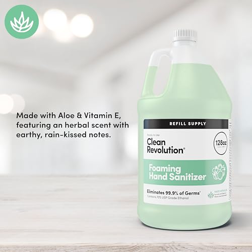 Clean Revolution foaming hand sanitizer dispenser foam shows quick, refreshing application.