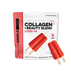 Clean Simple Eats Collagen Beauty Blend Cherry Ice bottle pour supports daily skincare routine