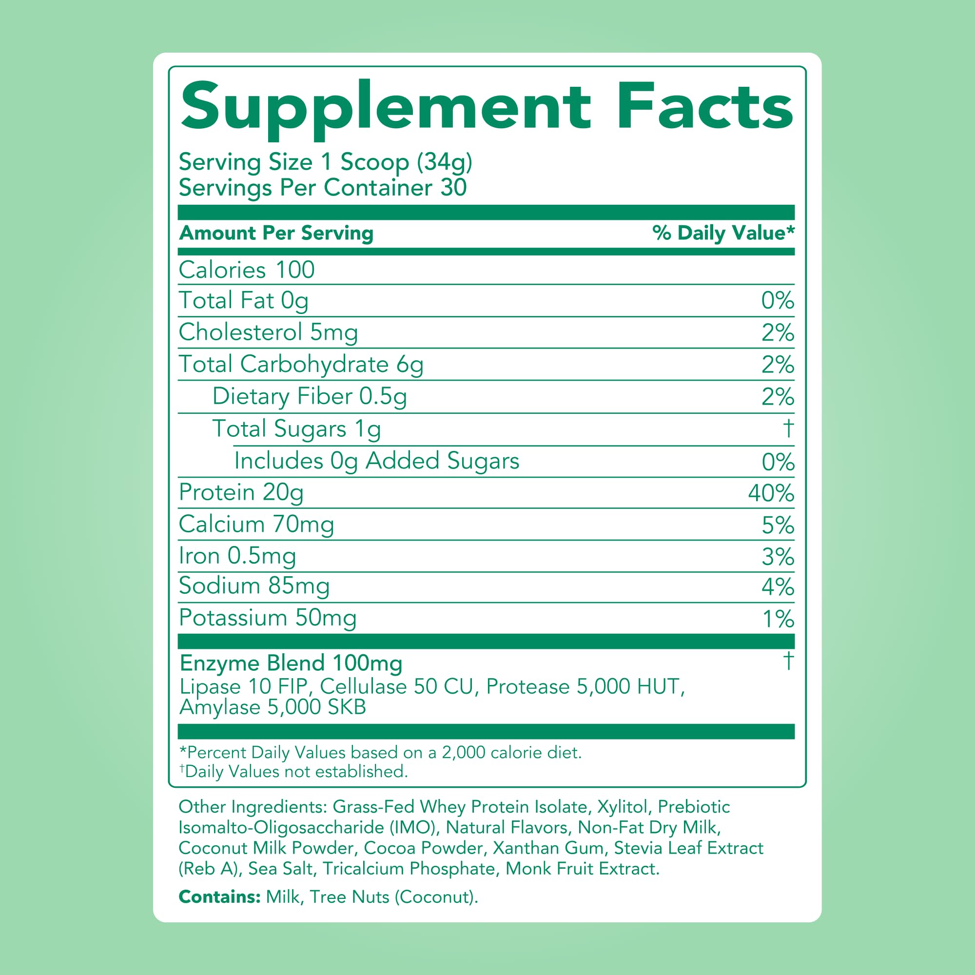 Digestive enzymes label on Clean Simple Eats powder