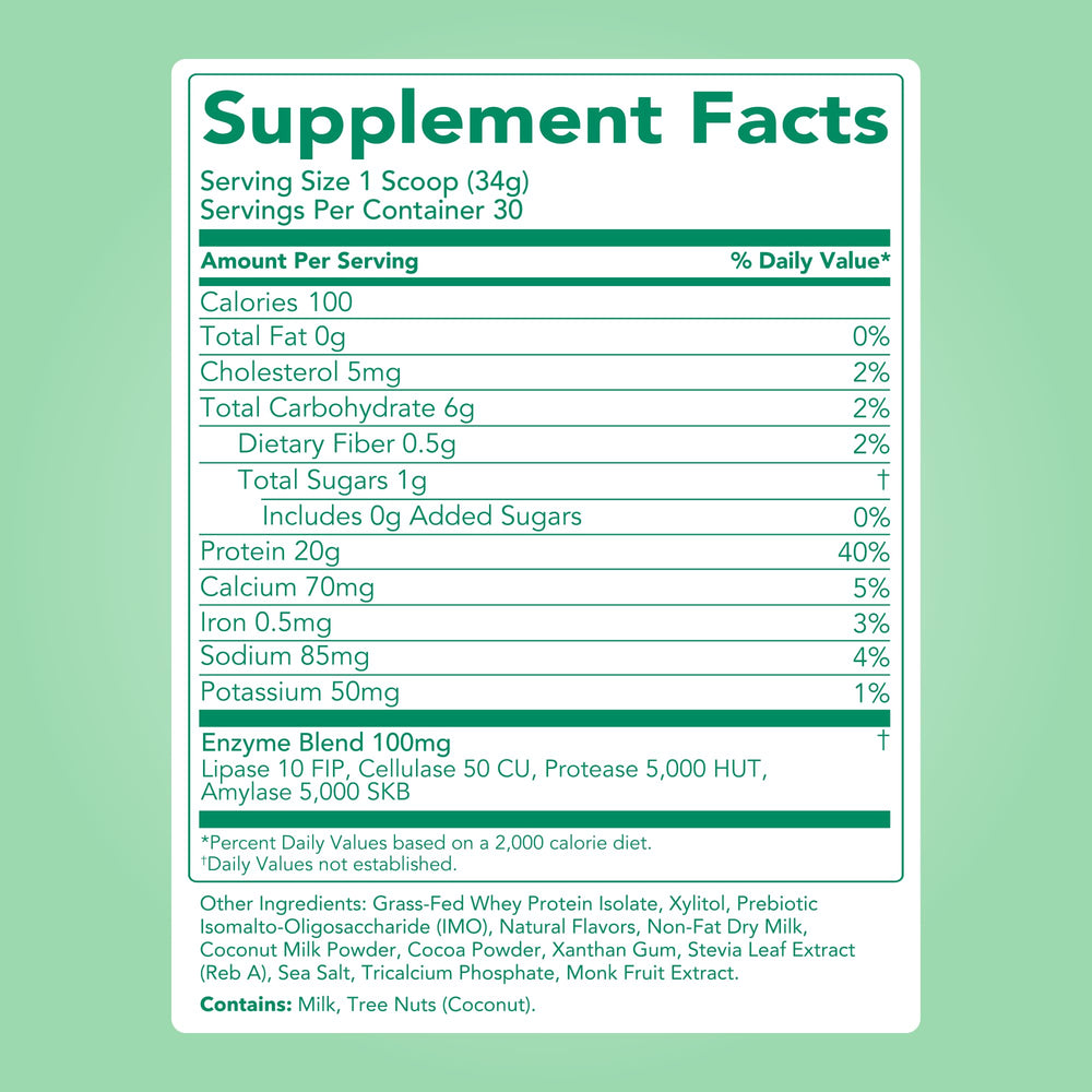 Digestive enzymes label on Clean Simple Eats powder