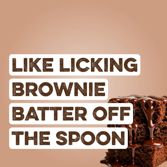 Creamy chocolate brownie batter whey protein mixed in a glass for a smooth shake.