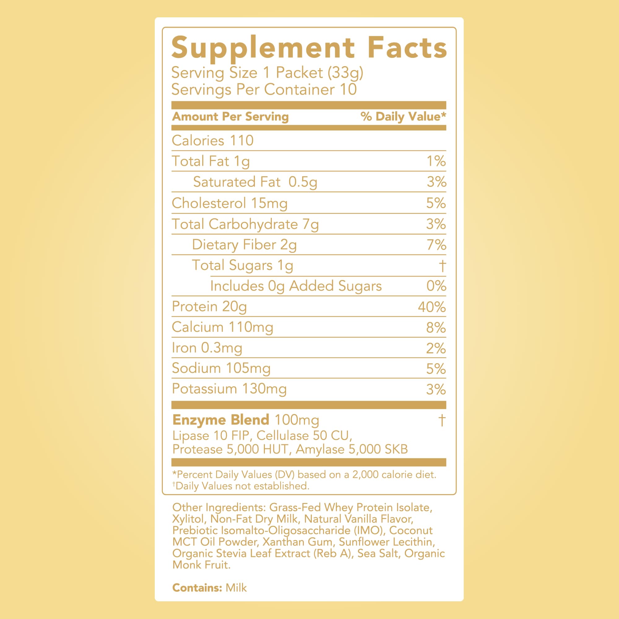 Digestive enzymes icon beside Clean Simple Eats Simply Vanilla powder for digestion support.