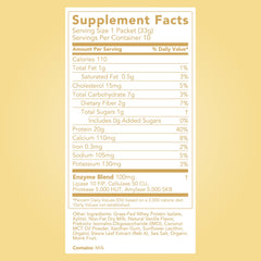 Digestive enzymes icon beside Clean Simple Eats Simply Vanilla powder for digestion support.