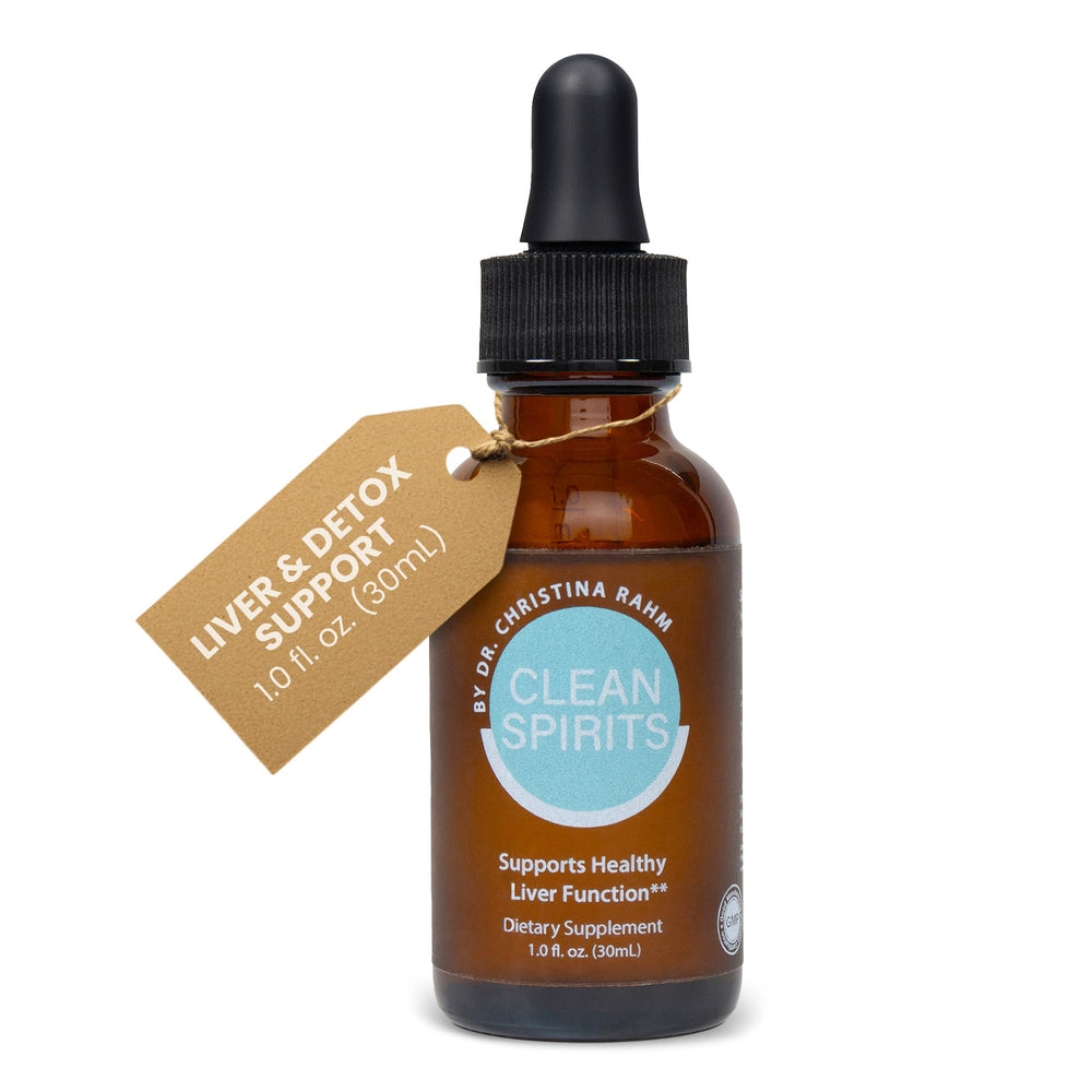 Clean Spirits liver cleanse bottle showing compact 1 fl oz size for daily use.