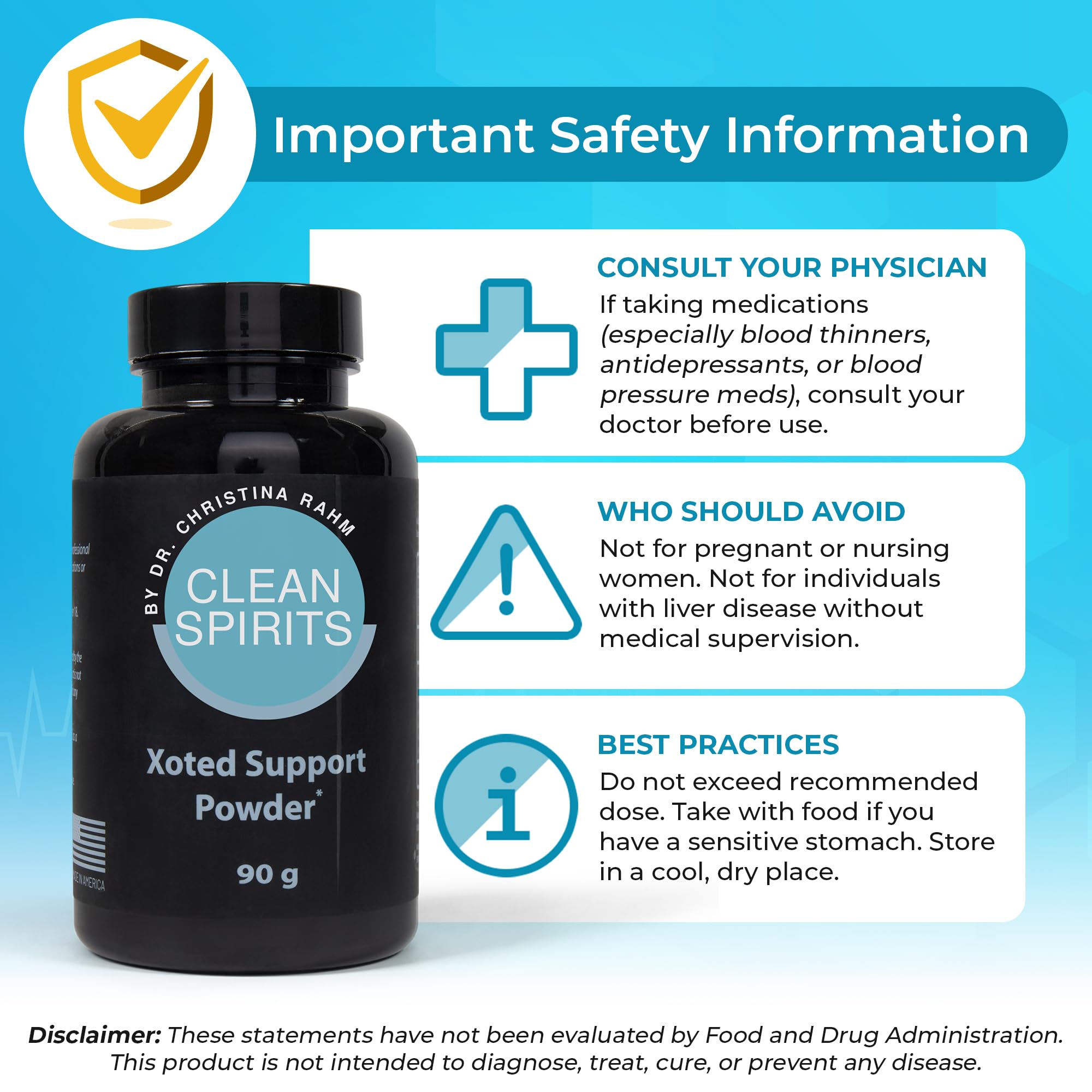 Clean Spirits Xoted Support Powder packaging and ingredients panel highlighting vegan and non-GMO