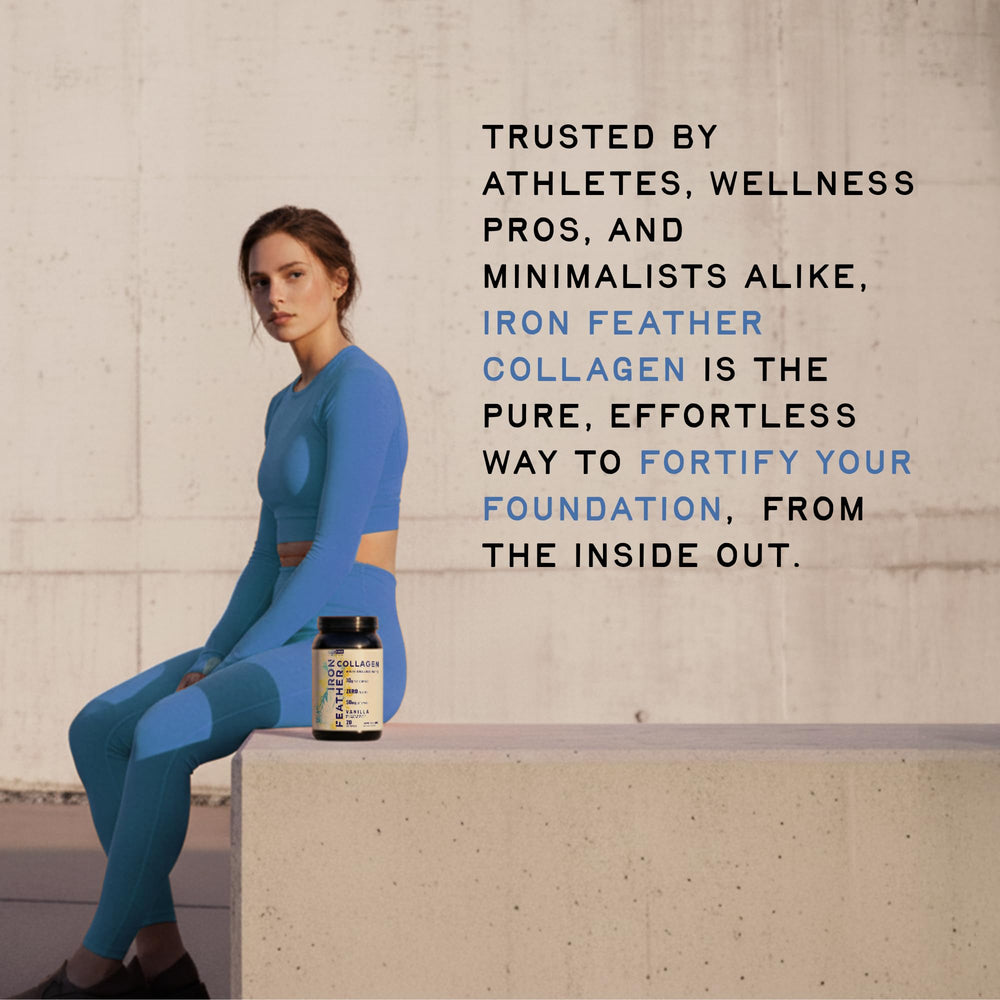 CleanForm Iron Feather collagen powder vanilla daily-use setup for recovery and mobility