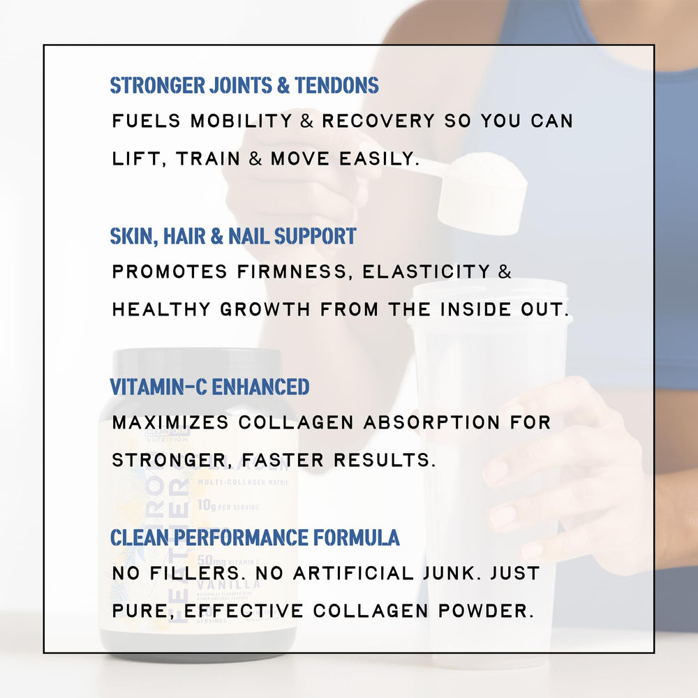 CleanForm Iron Feather collagen powder vanilla joint support focus for active training