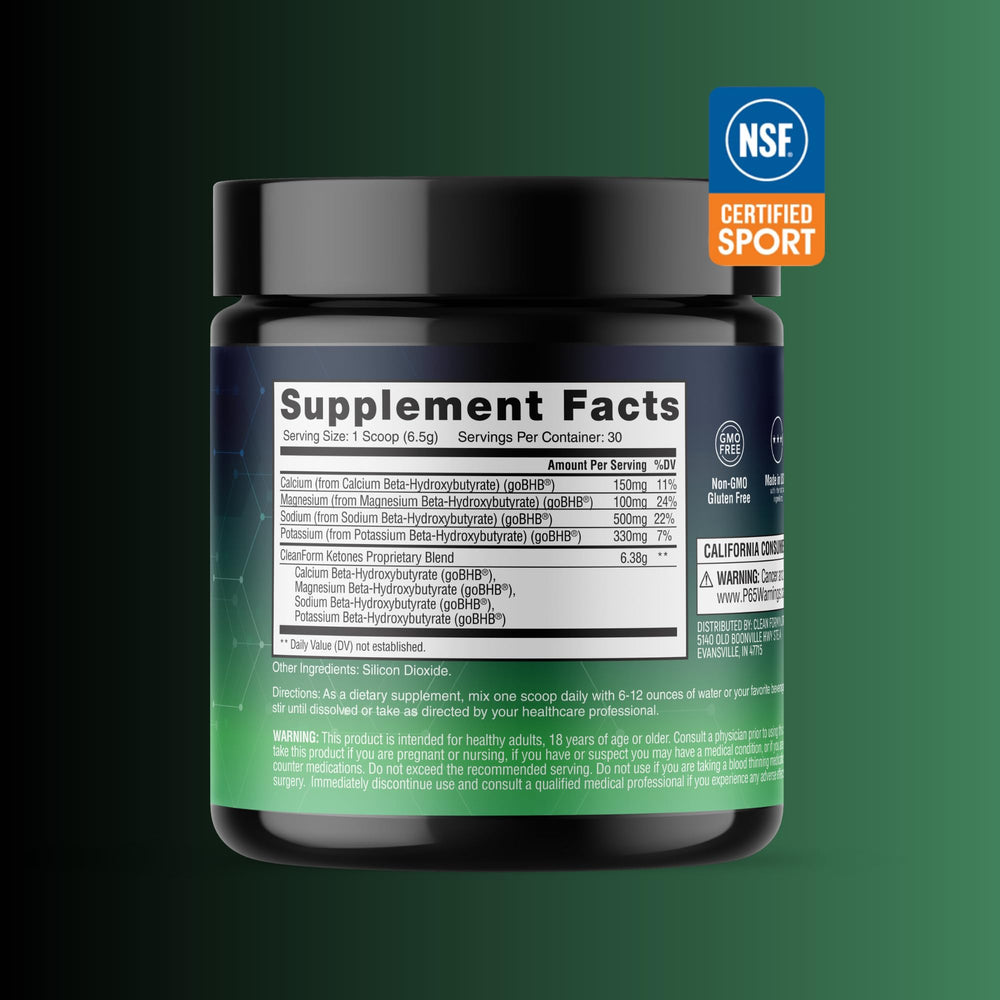 CleanForm Nutrition goBHB caffeine-free option for sensitive users