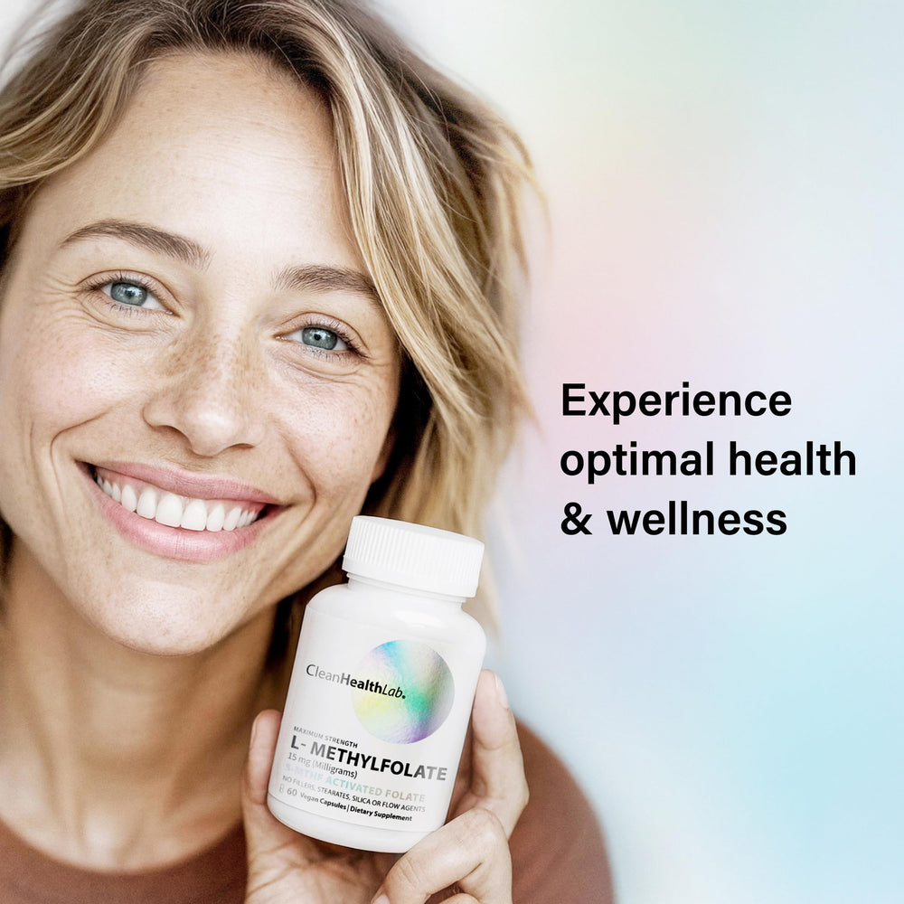 CleanHealthLab L-Methylfolate capsules in hand suggest easy daily use for consistency.
