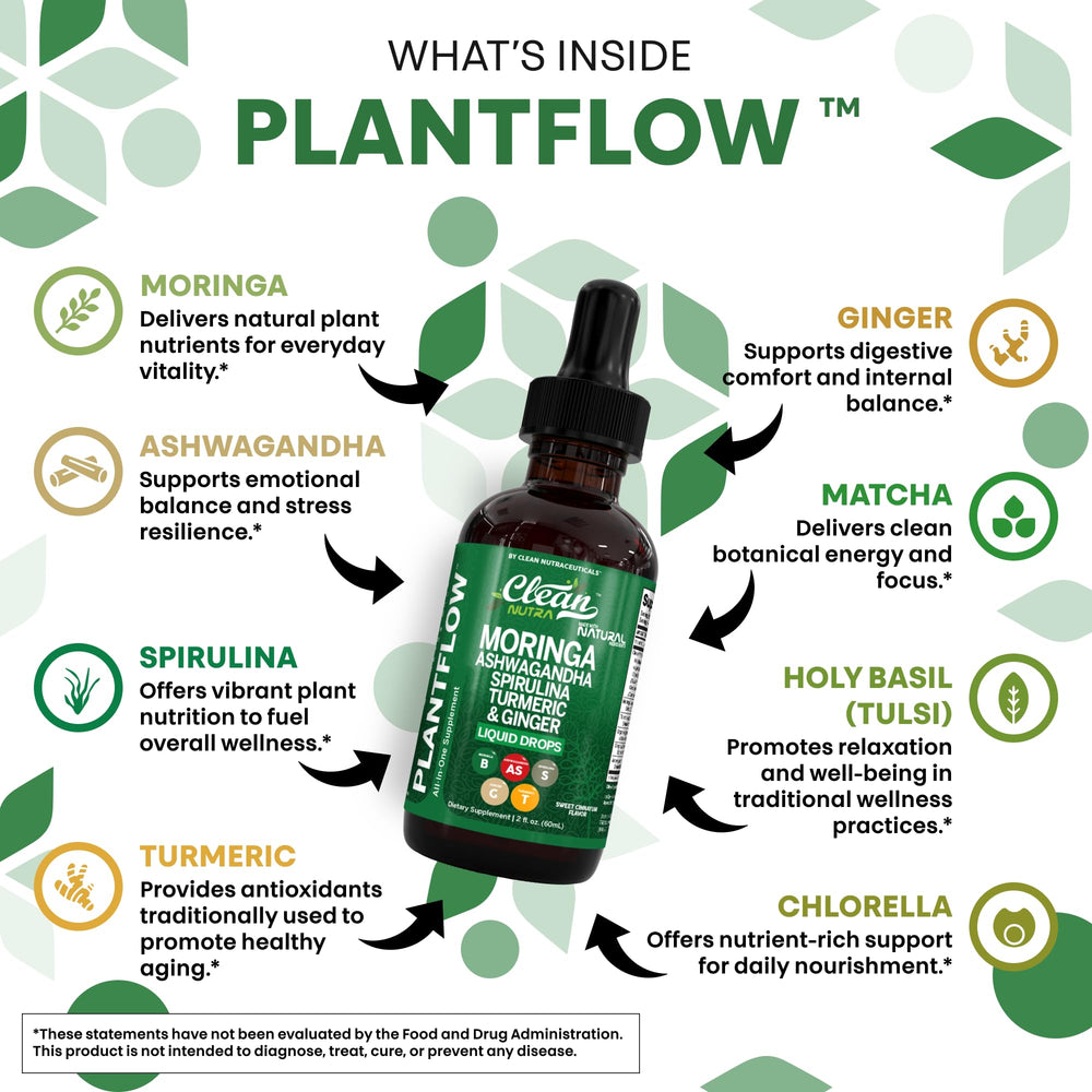 Ashwagandha and spirulina blend in a liquid for quick absorption