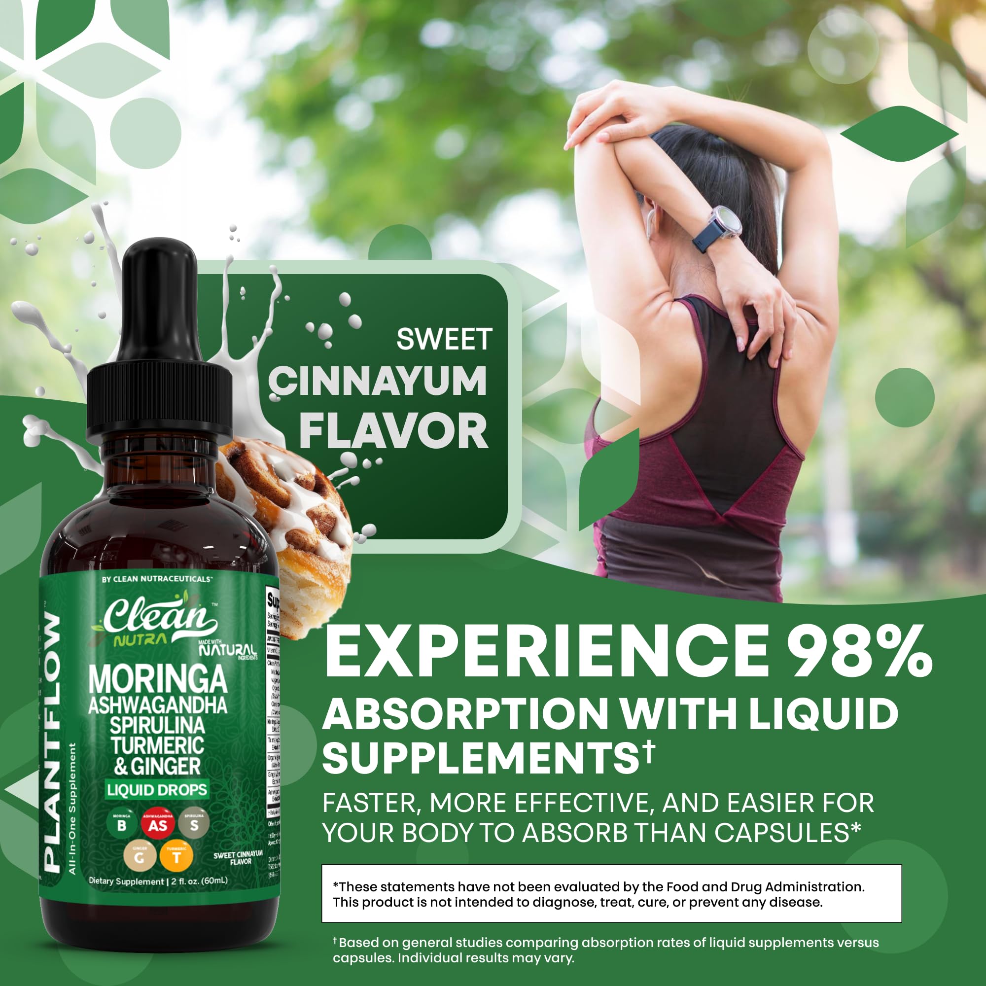 Chlorella and spirulina with barley grass matrix in glass