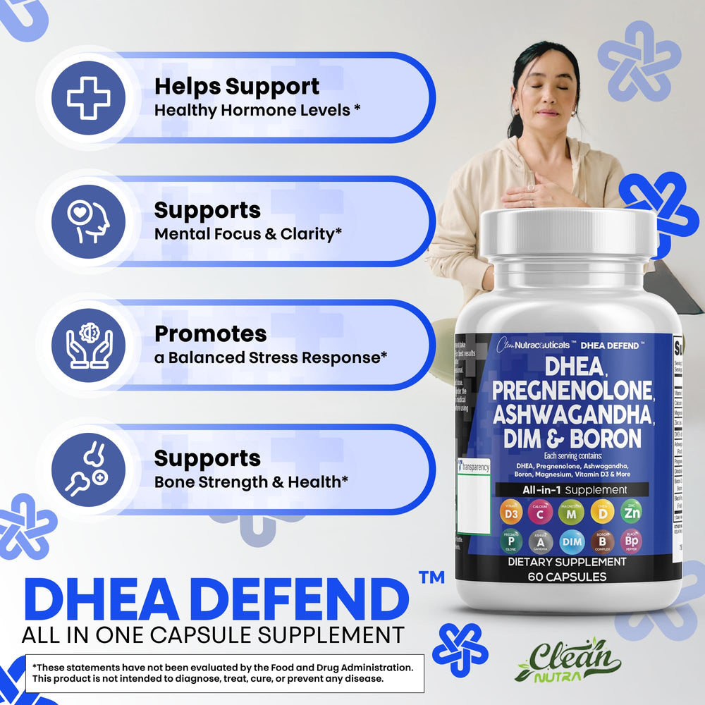 Capsules shown with a daily morning routine for hormone support