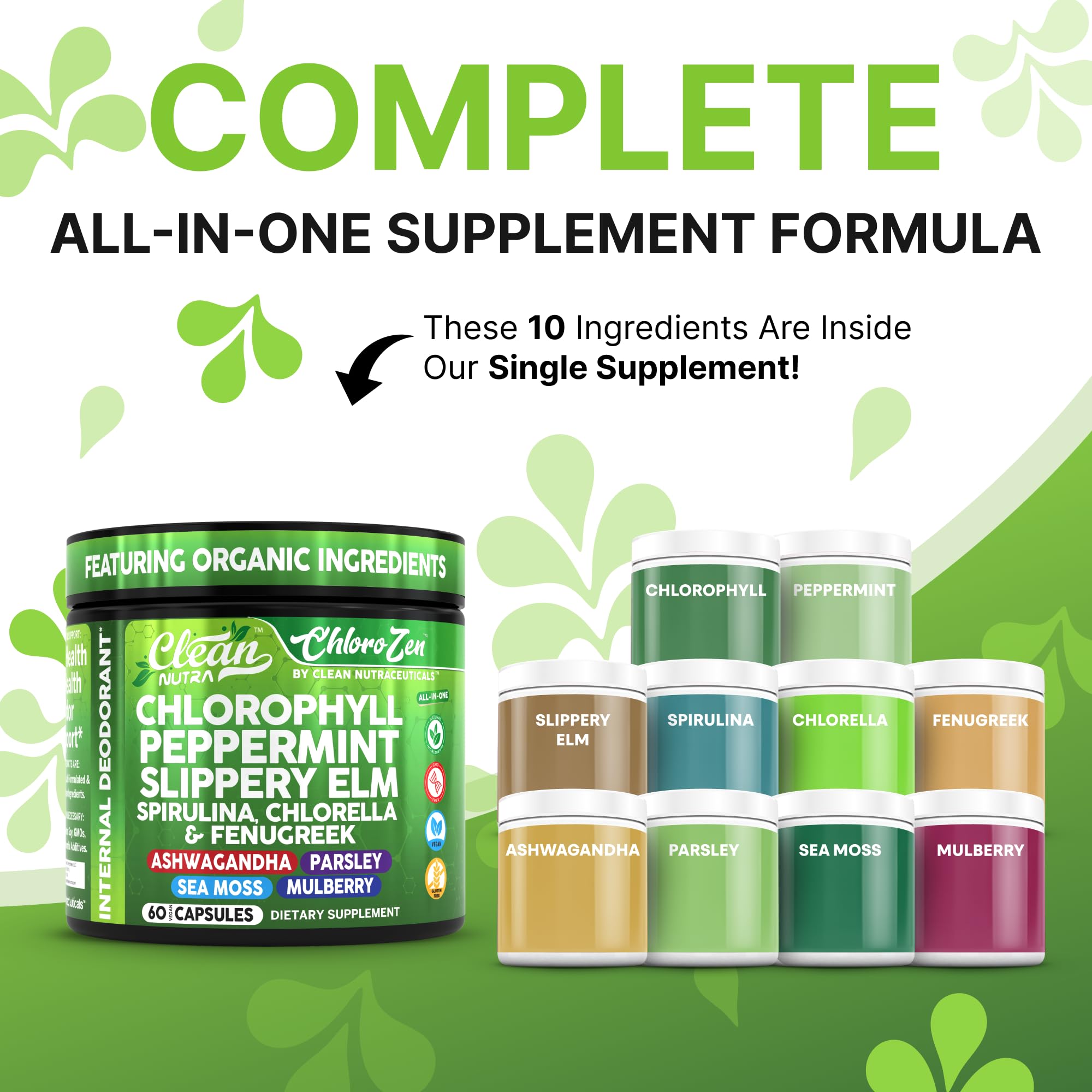 Clean Nutraceuticals ingredients slide showing ashwagandha and fenugreek for balanced energy.